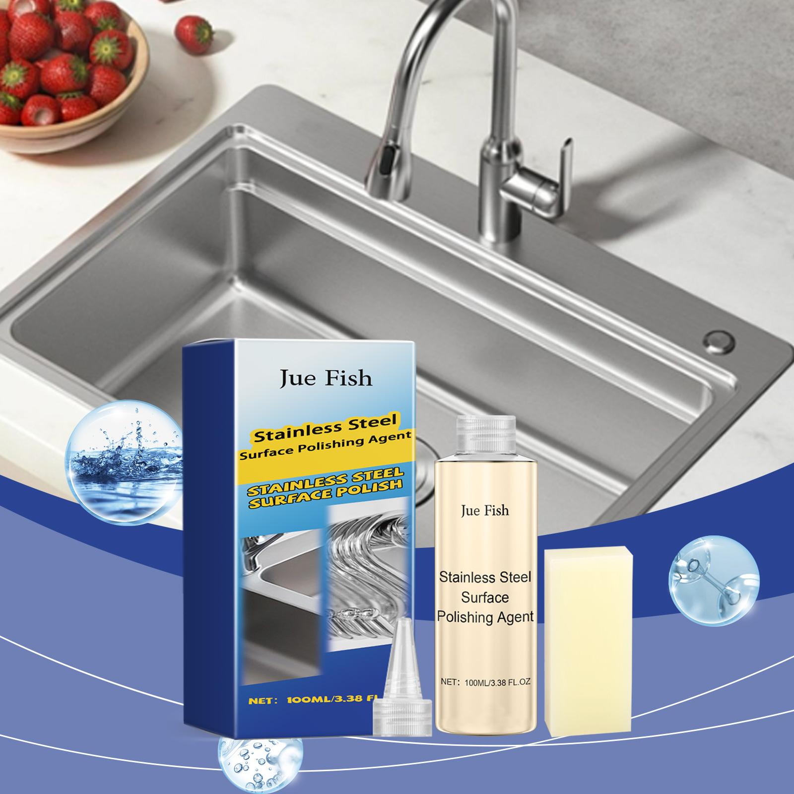 Jue-Fish Stainless Steel Polish, Cleaning And Stain Removal Polishing Bright Gentle Maintenance Care Cleaner