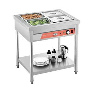 VEVOR 4-Pan Commercial Food Warmer, 4x 1/2 Pans Electric Steam Table, 1500W Professional Buffet Catering Food Warmer with Undershelf, Stainless Steel Server for Restaurant Party Hotel