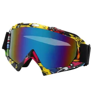 Oversized Frame Ski Goggles with Colorful Lenses, Anti-Collision Anti-Glare Protective Eyewear for Skiing Snowboarding Off-Road Motorcycle