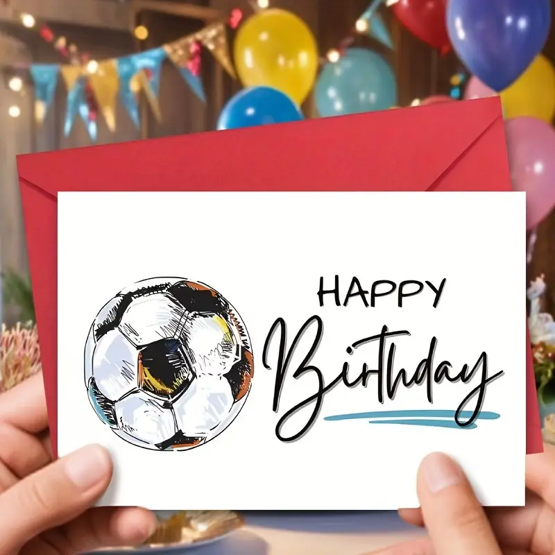 Funny Soccer Happy Birthday Card with Soccer Ball Design, Includes Envelope, Perfect for Family and Friends, Soccer Themed Decor, Greeting Cards
