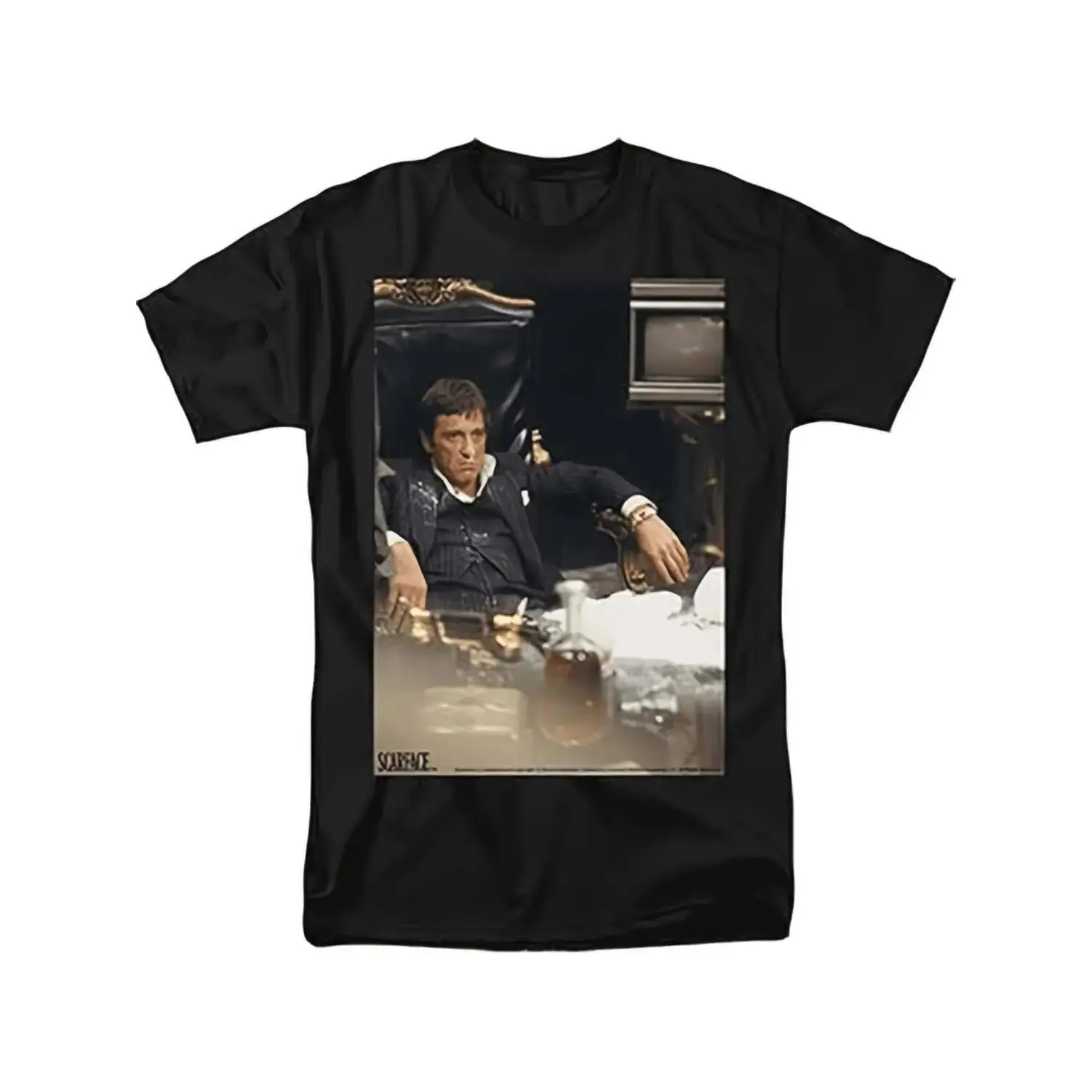 Scarface Inspired Short-Sleeve Graphic T-Shirt - Tony Montana Throne & Jewelry Graphic Print, Unisex All-Seasons Sports Top, Shortsleeve