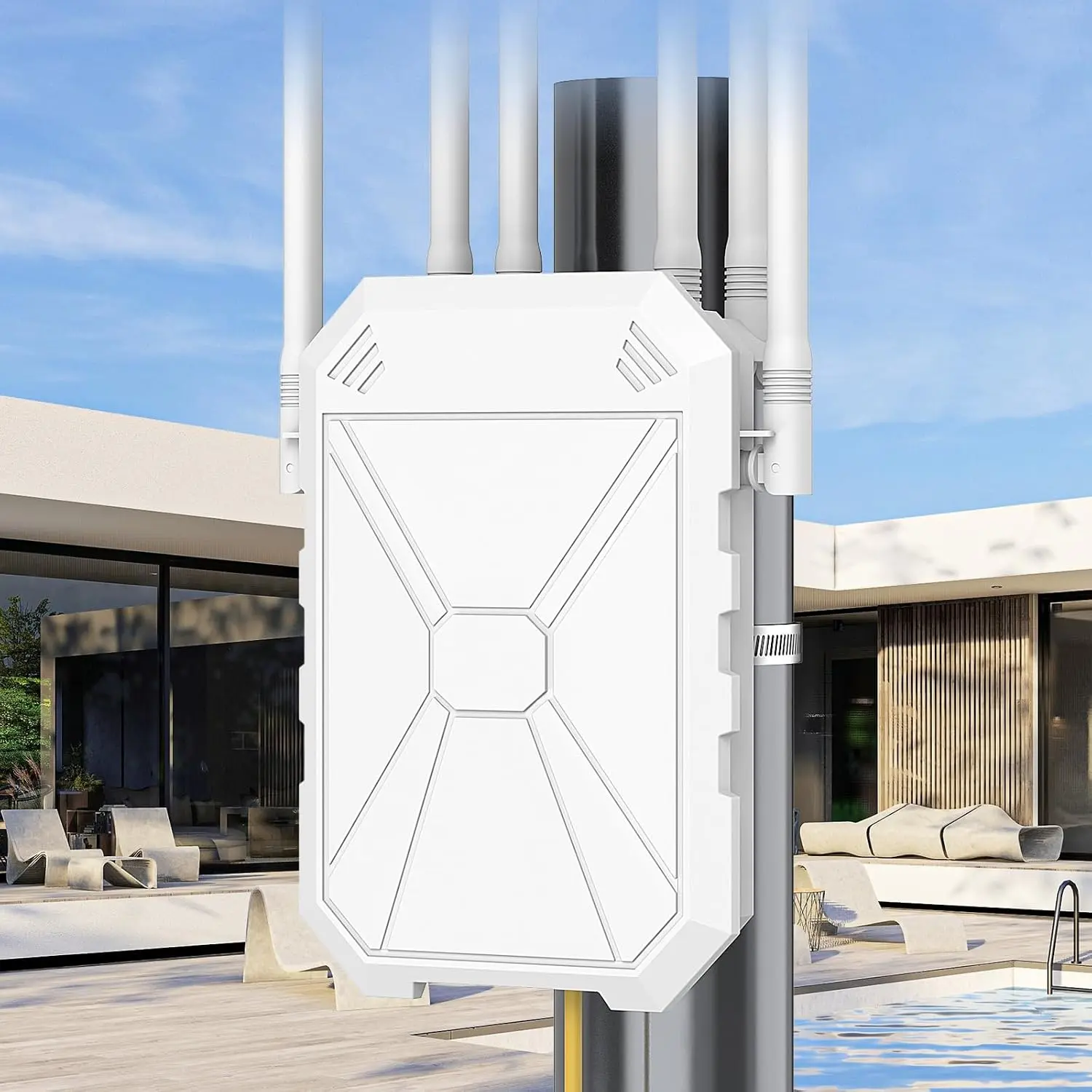 AX1800 Outdoor WiFi 6 Extender, High Power Outdoor WiFi Extender Signal Booster, Long Range Outdoor WiFi Access Point, IP67 Weatherproof, with PoE, for Starlink, Patio, Camping, Yard, RV