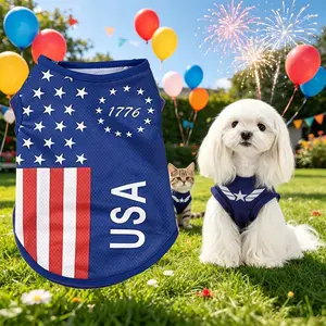 American Flag Dog Vest, Breathable Mesh Soft Lightweight, Small Dogs Puppy Patriotic Summer Clothes, Pet Clothing for Spring and Summer