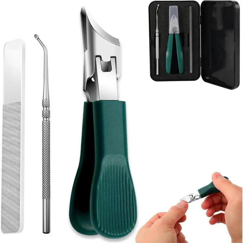 3 In 1 Stainless Steel Curved Beak Nail Care Kit, Portable Multi-Purpose Manicure Tools Including Trimmer And Nail File, Suitable For Daily Nail Grooming At Home And During Travel summerwins
