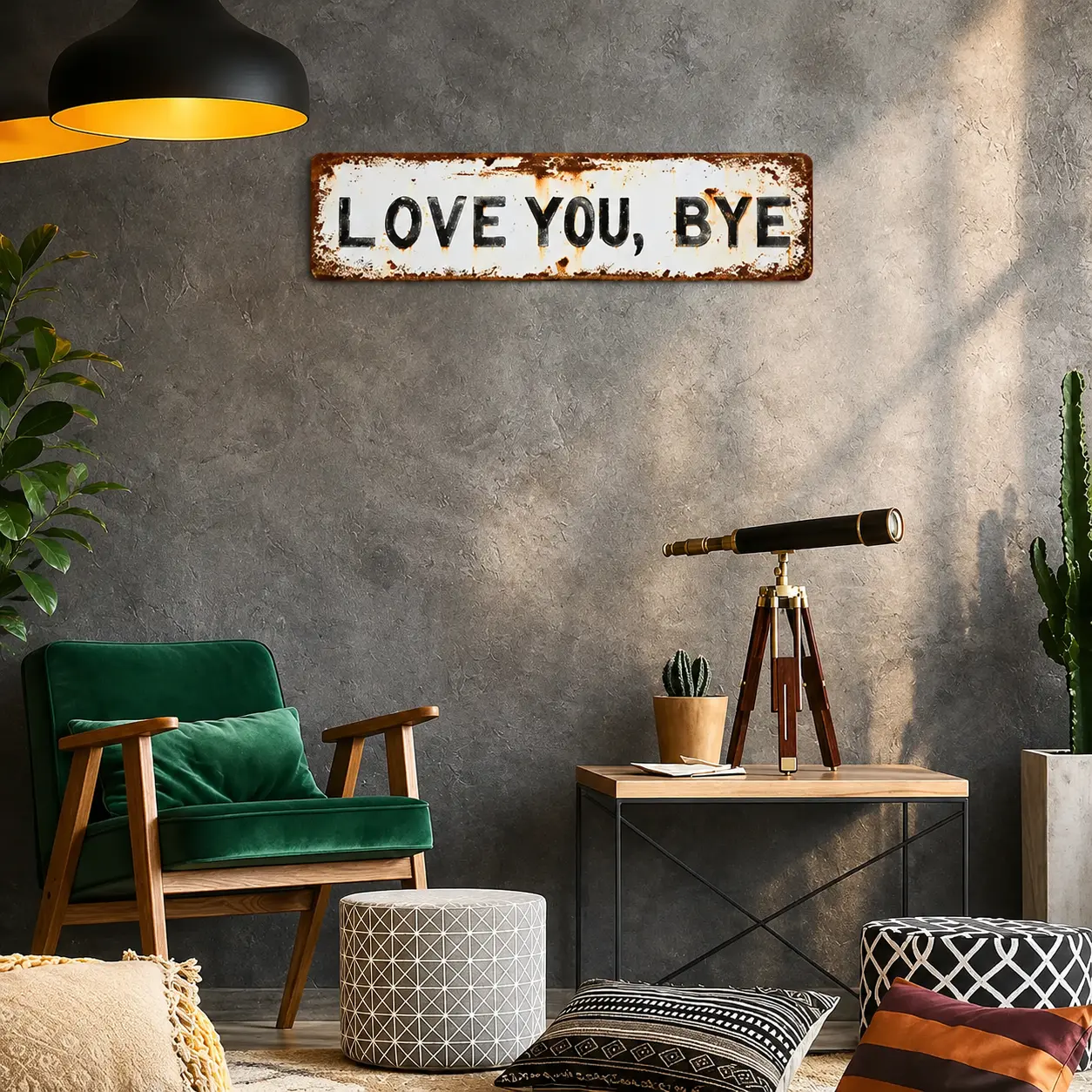 1PC Aluminum Metal Sign 16 x 4 Inch, LOVE YOU, BYE Vintage Metal Wall Sign, Funny Love You Goodbye Decorative Sign, Farmhouse Entryway Wall Decor, Bedroom Decor, Rustic Home Wall Art, Hallway Sign, Housewarming Wedding Gift