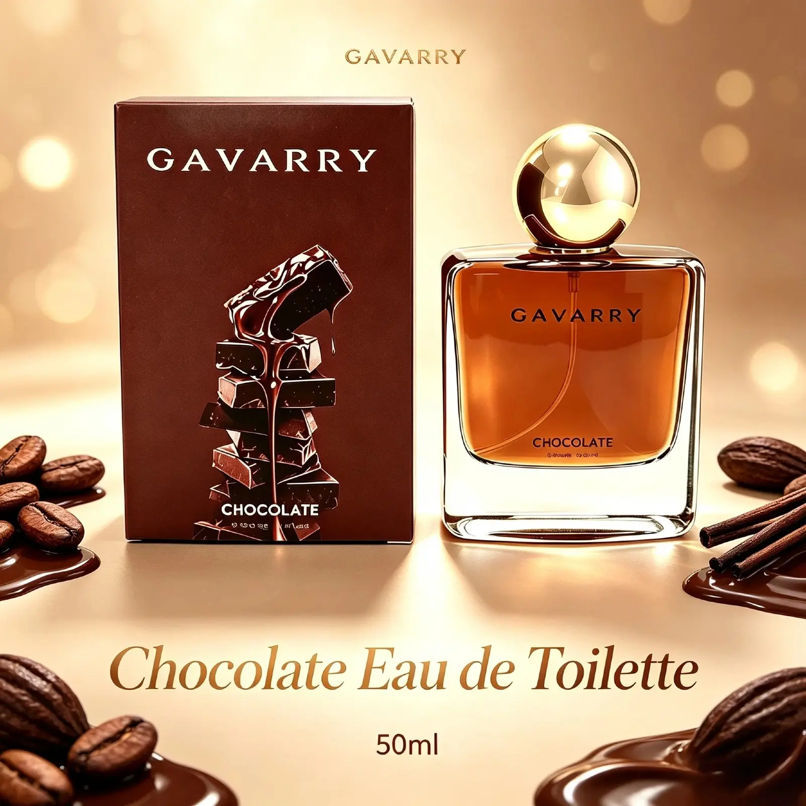 50ML GAVARRY Chocolate Gourmand Pheromone Oil - Glass Bottle Luxury Perfume Oil, High Quality Fragrance, Original Warm Chocolate Eau de Toilette for Men and Women, Gourmand Fragrance Oil Dating Party Daily Travel Use.