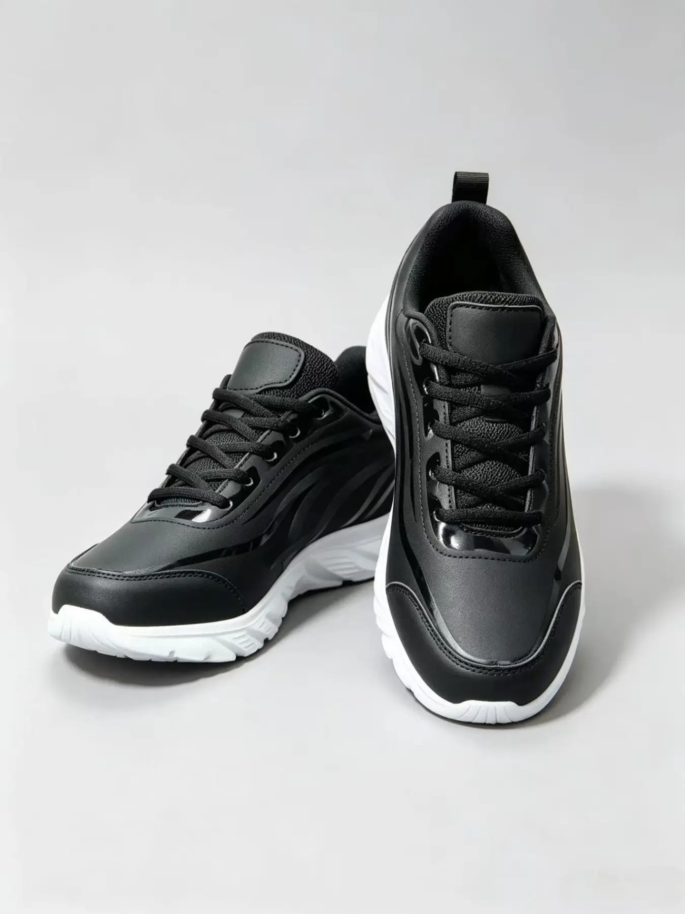 Unisex Casual Sport Shoes, Running Training Sneakers, Soft Thick Sole Anti-Slip Comfort, Waterproof PU Leather, Outdoor & Daily Wear