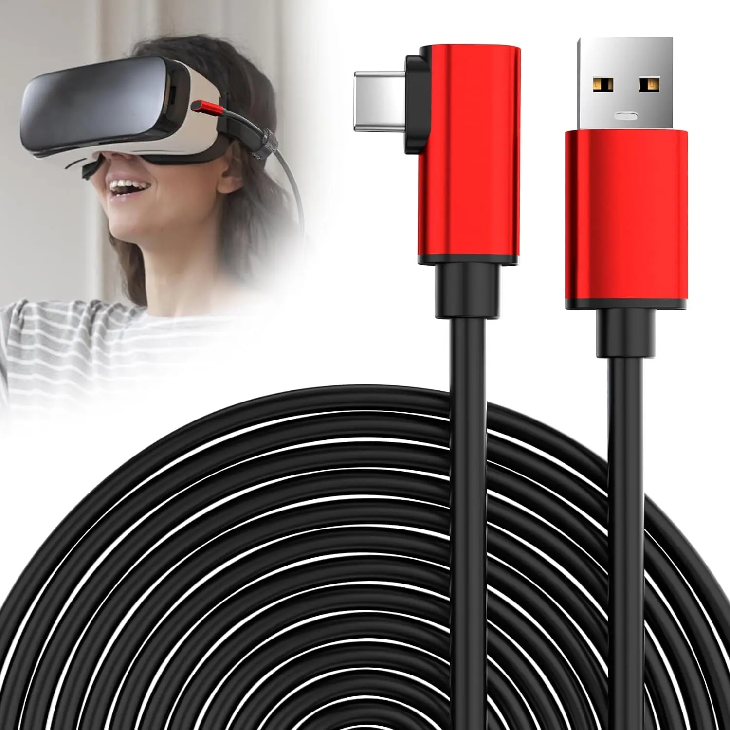 USB Type C to USB 3.1 Link  for VR Headset 16FT PC Linking  for  Vision Pro for Galaxy XR 5 Meter 5Gbps High Speed Data Transfer Lead 5M Long Cord for Oculus for  3 3S 2 Pro Pico 4