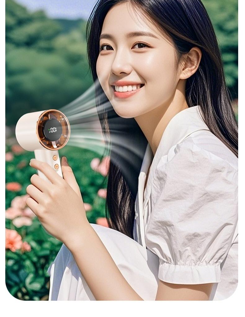 High Speed Portable Handheld Fan, 100-Speed Adjustable Turbo Mini Fan, Low Noise Rechargeable Personal Fan with Digital Display, Ideal for Gifts, Travel, Camping & Outdoor Use