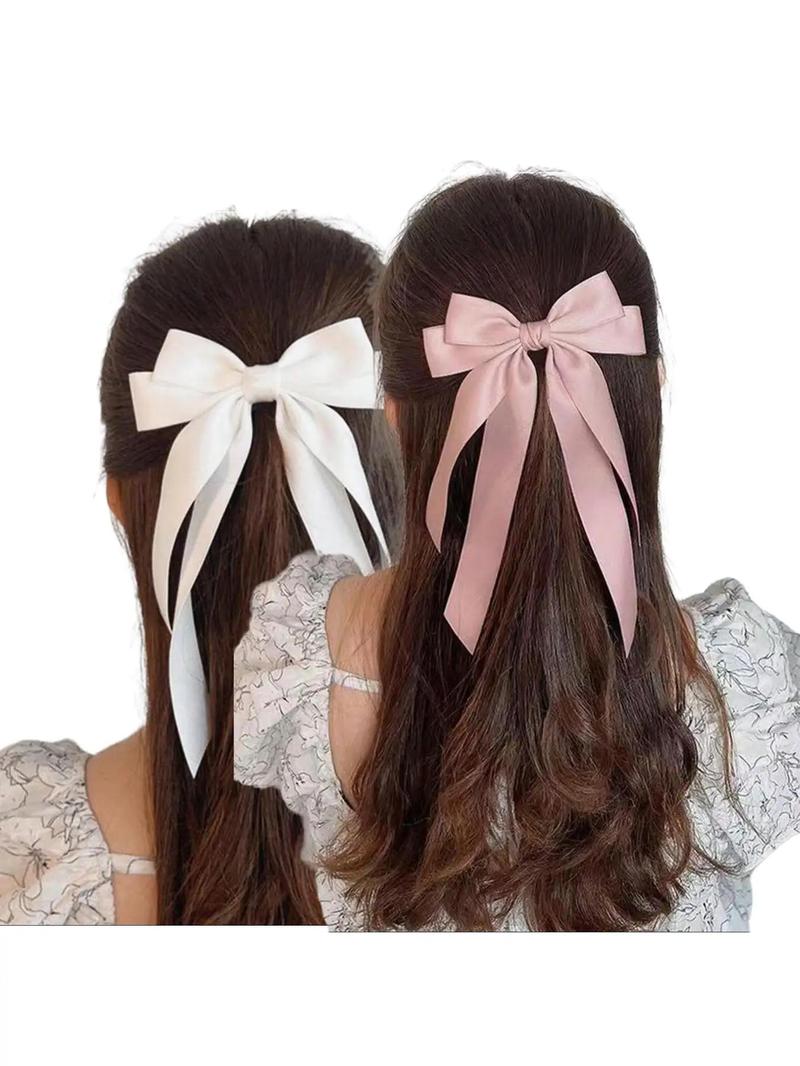 Women's Elegant Trendy Bowknot Decorated Hair Clip, Simple Style Plain Color Hair Clip, Fashionable Hair Accessories for Daily & Party Decoration for Women