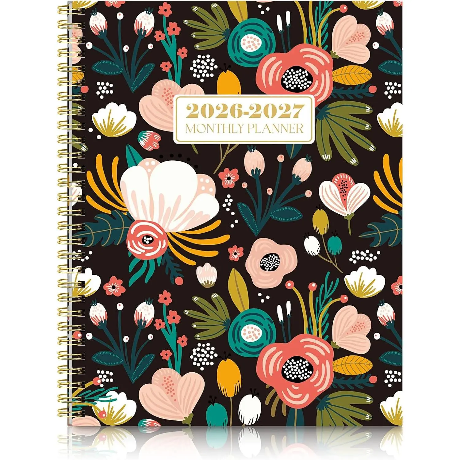 Monthly Planner 2026-2027, 24 Months Calendar Planner 2026-2027, 7.5" x 10" B5 Planner, -wire Spiral Bound, Durable  Cover, Thick No-Bleed Paper, AbstractFloral