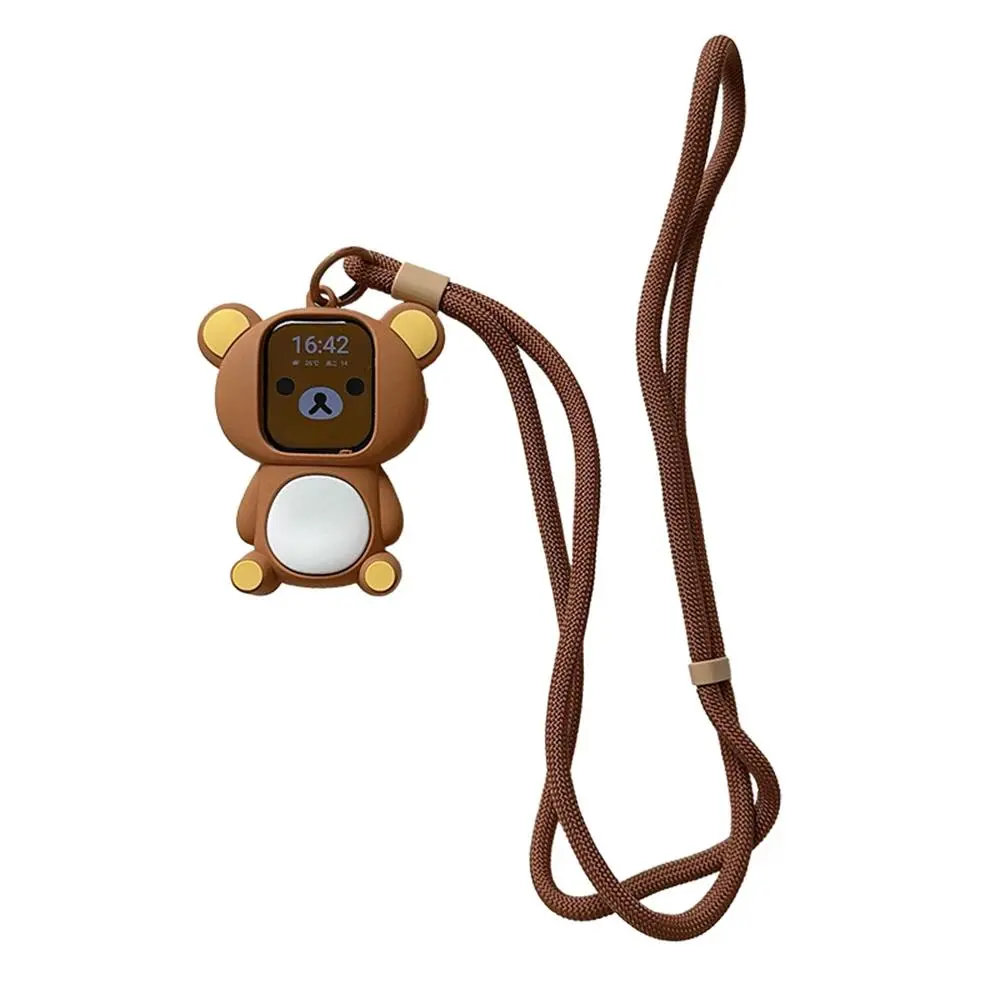 For Apple Watch Sport1/2/3/4/5/6/7/8/9th Gen S10 S11 Ultra SE 38/45/41/44/42/46/49mm Cute 3D Cartoon Rilakkuma Kids Lanyard Case