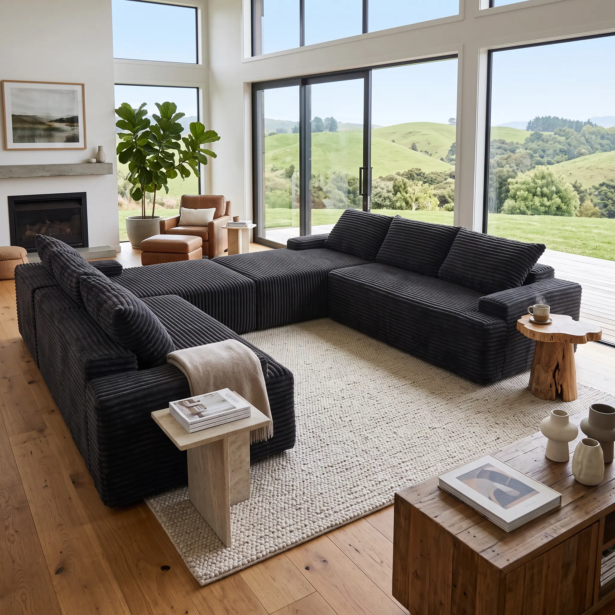 Extra-large compression sofa, extra-large U-shaped sectional sofa suitable for large living rooms, skin-friendly fabric + plump filling, modular and freely combinable—an essential for spacious homes!Flexible U-shaped layout that instantly transforms a neg
