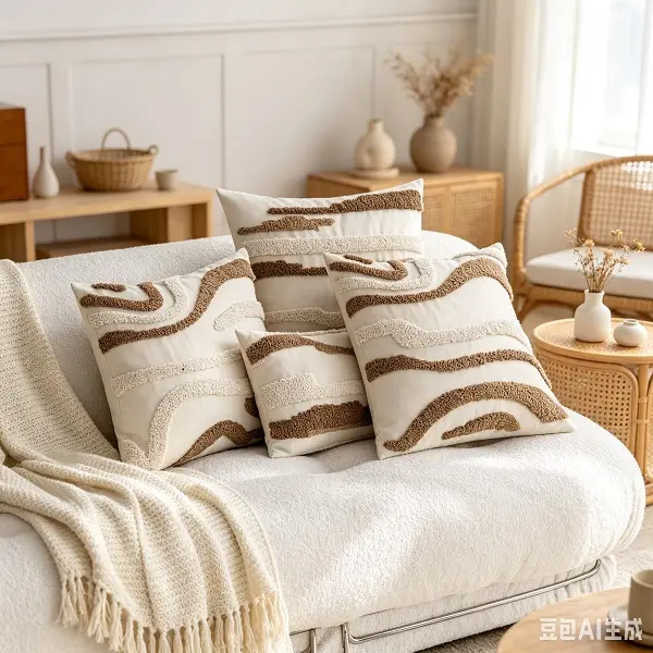 Pre-Order 2 PCS Thick Tufted Boho Linen Throw Pillow Cover, Breathable Textured Farmhouse Style Decorative Cushion Covers for Couch Bed Living Room Home Interior Decoration