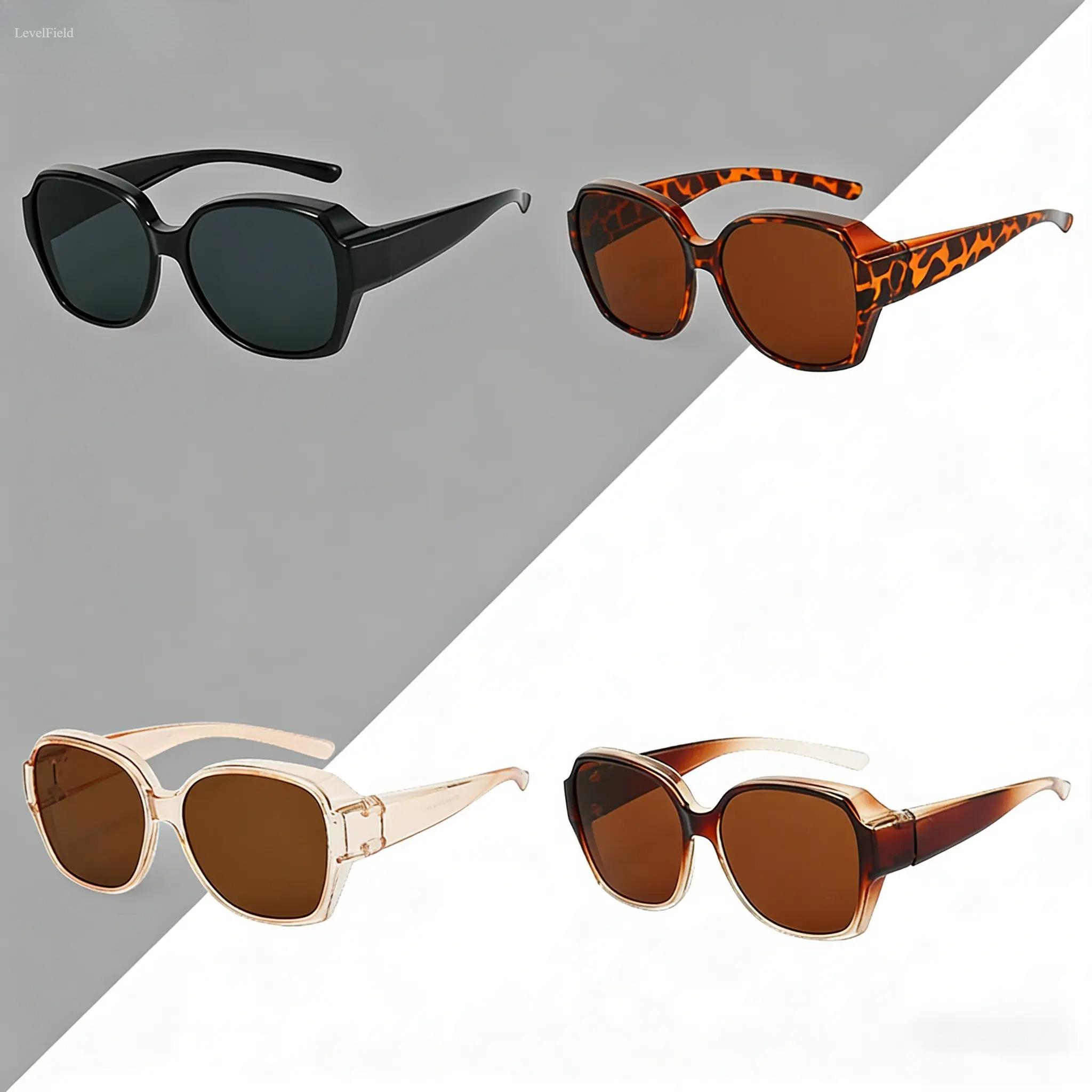 4-Pack Oversized Fit Over Polarized Sunglasses for Men Women – UV400 Protection Large Square Frame Over Glasses Sunglasses, Anti-Glare Shades for Driving Outdoor Travel Daily Wear