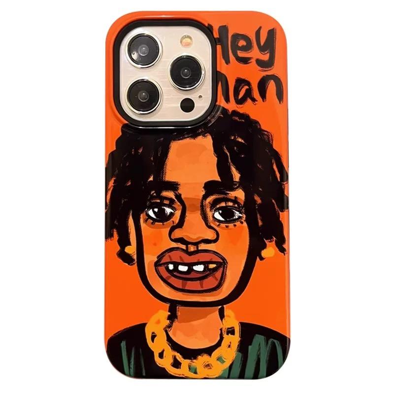 Graffiti Cartoon Couple iPhone Case - Retro Street Art Protective Cover for 11/12/13/14/15/16/17 Pro Max iPhone Case