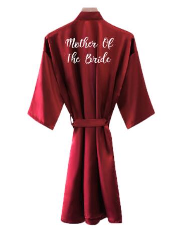 Bride Robe Women Burgundy Robe Satin Silk Robes Wedding Bridal Bridesmaid Robes Bathrobe Sleepwear Silk Dress