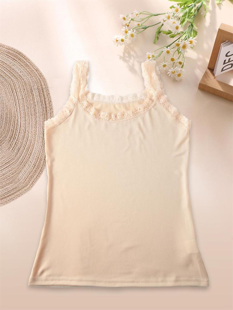 Women's Solid Color Pajama Top, Casual Comfortable Lace Trim Sleeveless Pajama Top Camisole Tops for Daily Wear, Ladies Sleepwear for All Seasons