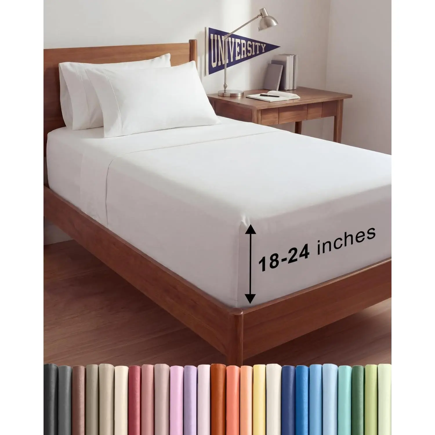 Extra Deep Twin XL Sheet Set - 4 Piece College Dorm Bed Sheets Set with Extra Deep Pockets - Ultra-Soft, Comfy & Breathable Bedding for Women, Men, Kids & Teens - Wrinkle Free & Fade Resistant - White