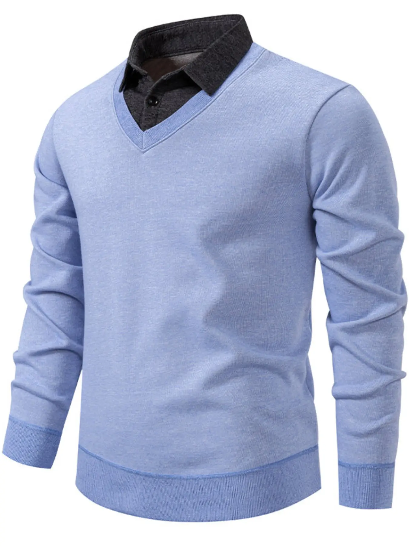 Men's Casual Business Knitwear, Long Sleeves, Classic, Tops, Comfortable Fabric, Warm Fleece Lining, Office & Commute, High-End Spring Fall Crew Neck Pullover