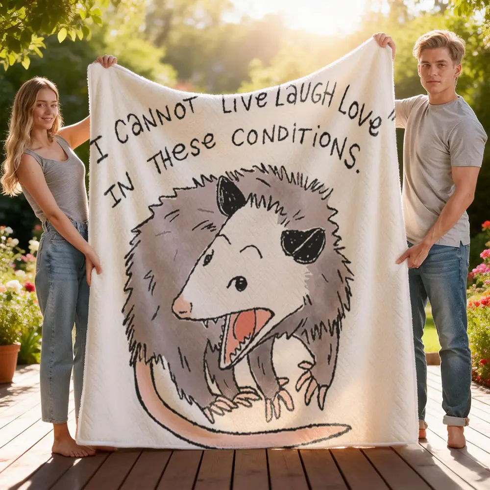 Opossum Meme Print Blanket - Cozy Flannel Bedspread with Opossum Themed, Suitable for Birthdays, Christmas Gifts, - Warmth for &, Machine Washable Bedding for Decor (No Revision Request)