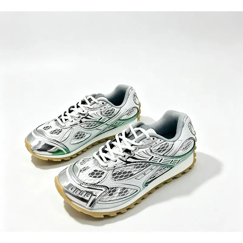 Y2K Vintage Mesh Sneakers for Women Metallic Color Block Casual Streetwear Platform Walking Shoes   Casual Sports Shoes  Summer Trendy Sneakers   daily exercise  daily jogging  daily jogging Fashion Casual Sneakers casual summer footwear  c