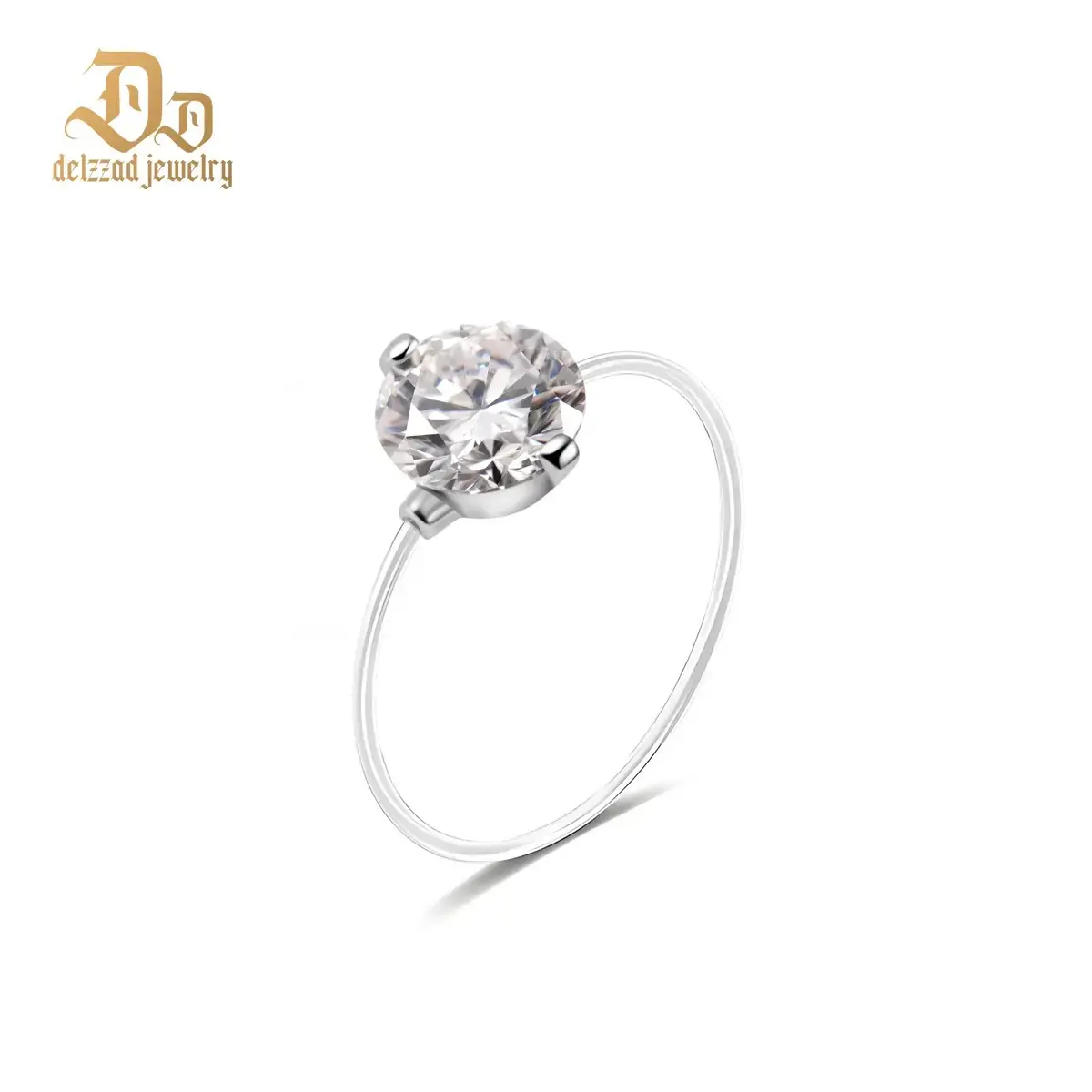 【New Invisible Ring】Delzzad 1-2ct Creative Floating Invisible Ring Luxury Transparent Mermaid Tear Ring Solitaire Prong Clear Thread Ring Band VVS Synthetic Moissanite S925 Ring Jewelry Perfect Birthday Dating Engagement Wedding Anniversary Chris