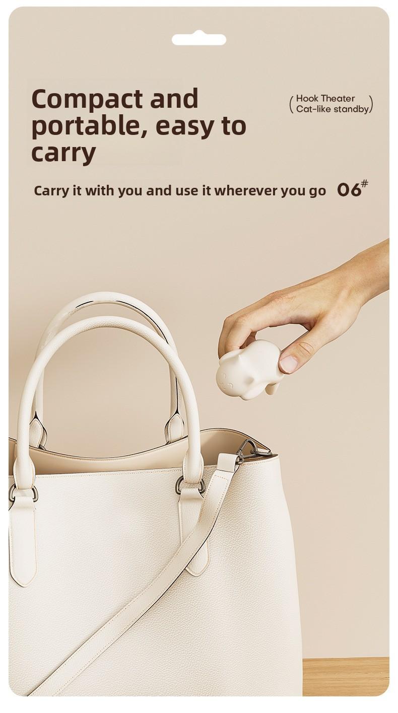 【4 pack】Cat-shaped bag hook, no-trace, no-drill, multifunctional side hanger for elementary school students' desks