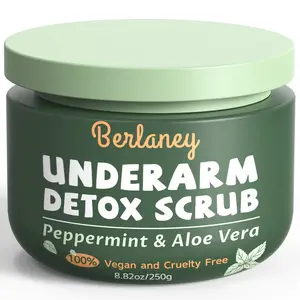Armpit Detox Scrub 8.8 oz with Peppermint, Aloe Vera & Walnut Shell Powder, Odor Remover Deep Cleansing Exfoliator for Underarm & Whole Body, Legs, Knees, Feet, Hands