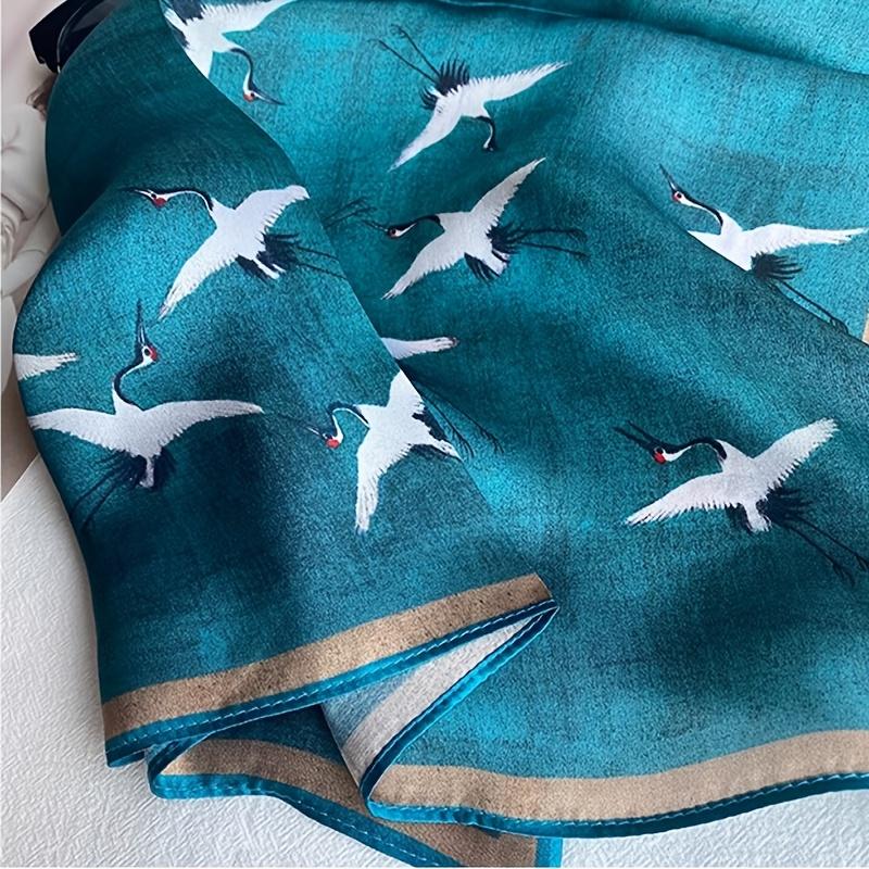 Ring  necklace  watch  scarf 100% Mulberry Silk Small Square Handkerchiefs and Genuine Silk Scarves from Hangzhou, Cultural Creative Gifts Featuring a Song Huizong Style Design of Auspicious Cranes