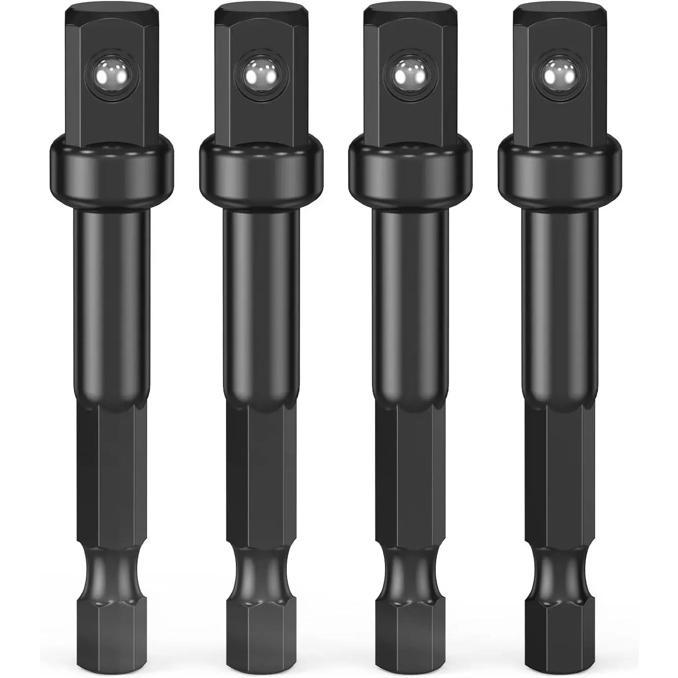 3/8  Adapter, 4 Pack Socket Adapter 1/4 Inch to 3/8 Adapter Kit | 1/4" hex shank to 3/8" square drive bit; CR-V steel -rated; Fits  driver & wrench; For automotive & DIY repair