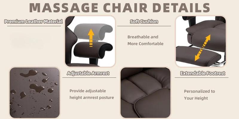 Ergonomic Executive Office Chair with 6-Point Massage and Footrest, Adjustable Reclining Faux Leather Desk Chair with Padded Armrests and Swivel Wheels Ergonomic Executive Office Chair with 6-Point Massage and Footrest, Adjustable Reclining Faux Leather Desk Chair with Padded Armrests and Swivel Wheels