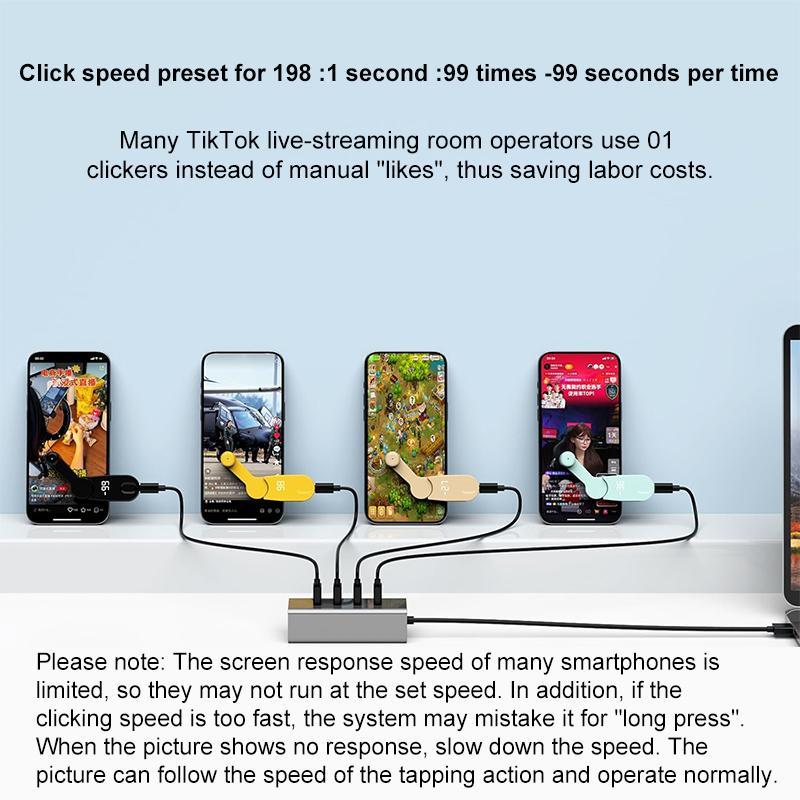 Automatic Screen Clicker Clipper, Efficient Compact Portable Touch Screen Tapping Device for Gaming & Automation, Mobile Accessory for Smartphone, Console, Phone Game Controller