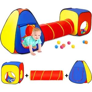 Kids Play Tent with Ball Pit+Crawl Tunnel+Castle Tent, Pop Up Toddlers Playhouse for Boys and Girls Gift, Collapsible Children Play Tent Toy Indoor and Outdoor Games (Colorful Fort)fidget toys