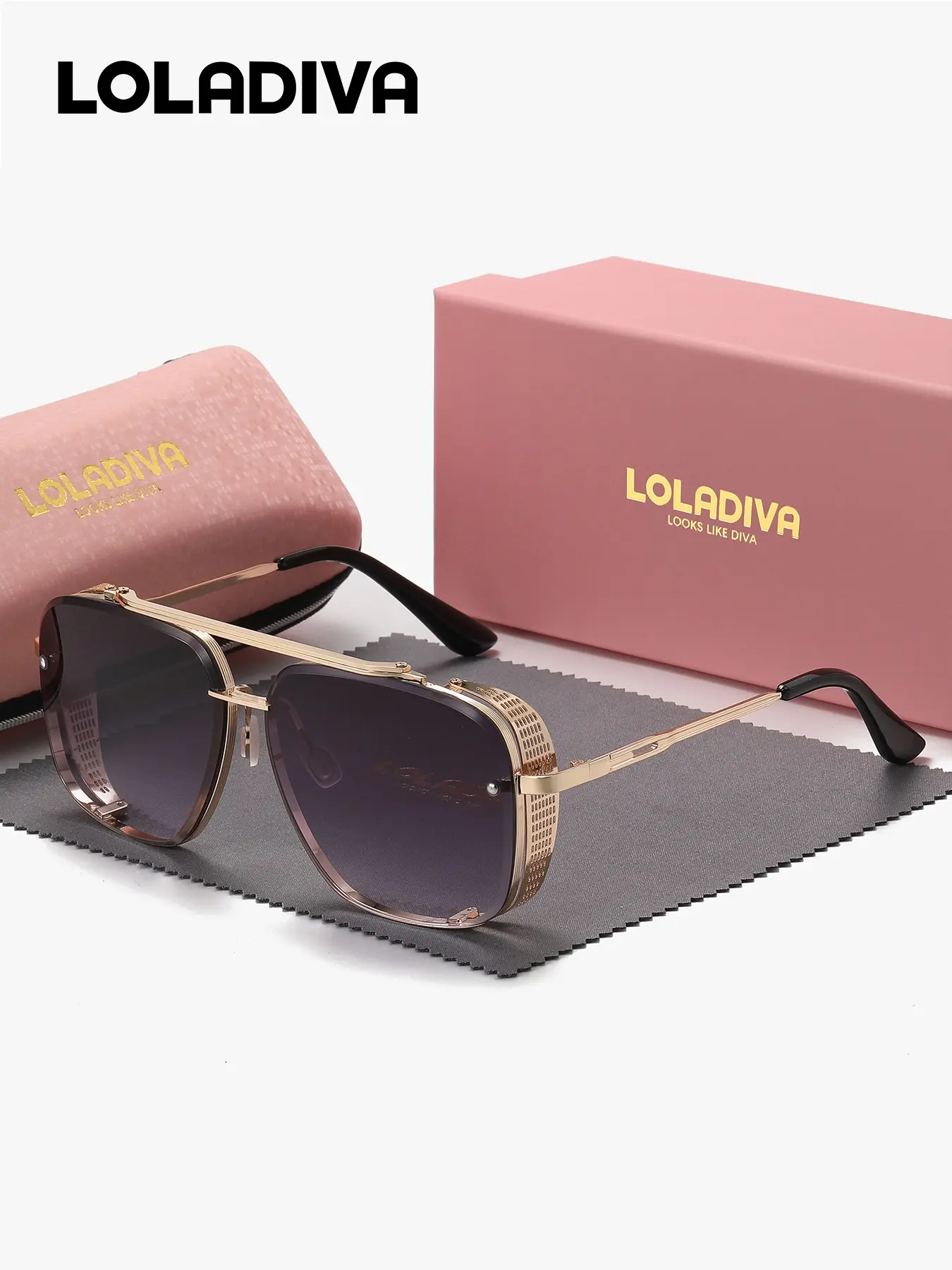 1 Piece LolaDiva Unisex Aviator Full Frame High Quality Sunglasses Clean-cut Frame Defining Professional Contours UV400