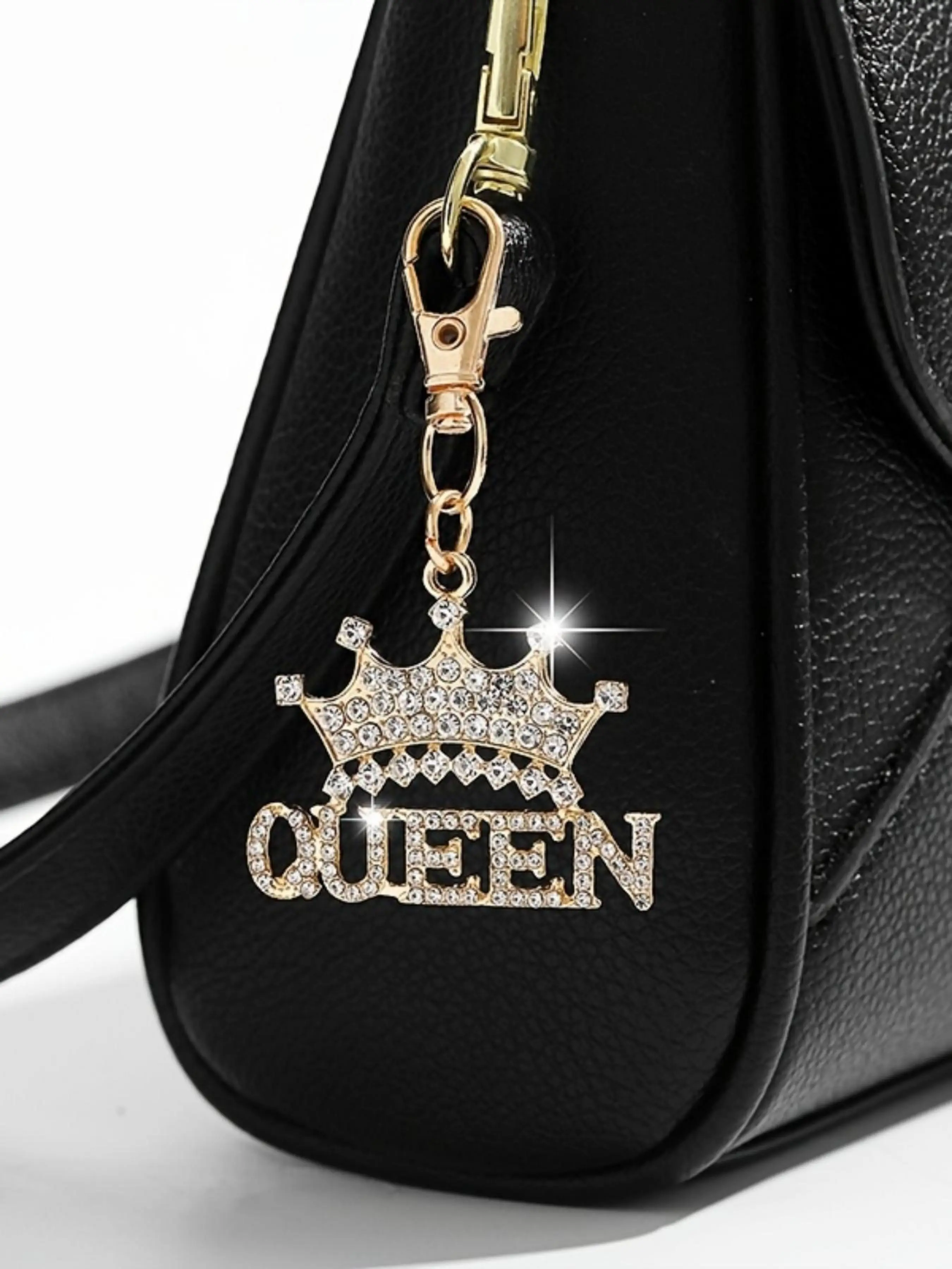 Rhinestone QUEEN Crown Pendant, Letter Crown Diamond Keychain, Metal Lobster Clasp Charm, Light Luxury Elegant Women's Accessory, Keychain For Bags, for Handbag, Backpack, Car Key Decoration, Birthday Anniversary Gift Accessory Choice