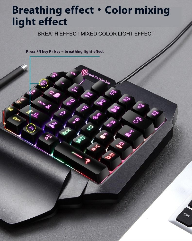 ZRTF F6 Single Mobile Phone Glowing Gaming Keyboard,Supports for Android System, PUBG Keyboard Connect to Mobile Phone King of Glory Left Hand Keyboard  for Android not ios