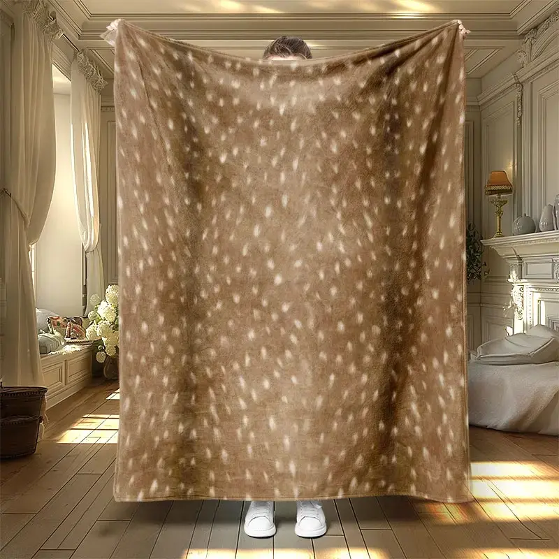 Elegant Deer Texture  Throw Blankets, Soft Warm Camping Sleeping Gear for Office & Living Room,  Gift for Thanksgiving & Birthday