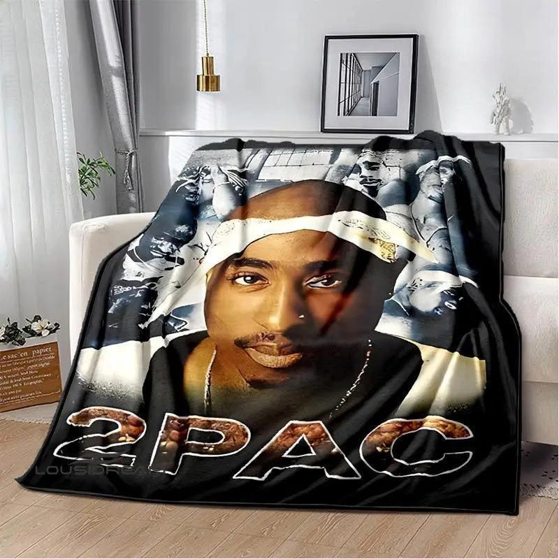 2PAC Hip-Hop Singer Printed Blanket Soft Cozy Leisure Warm Bed Blanket for Couch & Bedroom, Flannel & Fleece rapper Throw Blankets, Cool, Iconic, Trendy, Ideal Gift for Hip-Hop Fans & Music Lovers, Birthday, Holiday