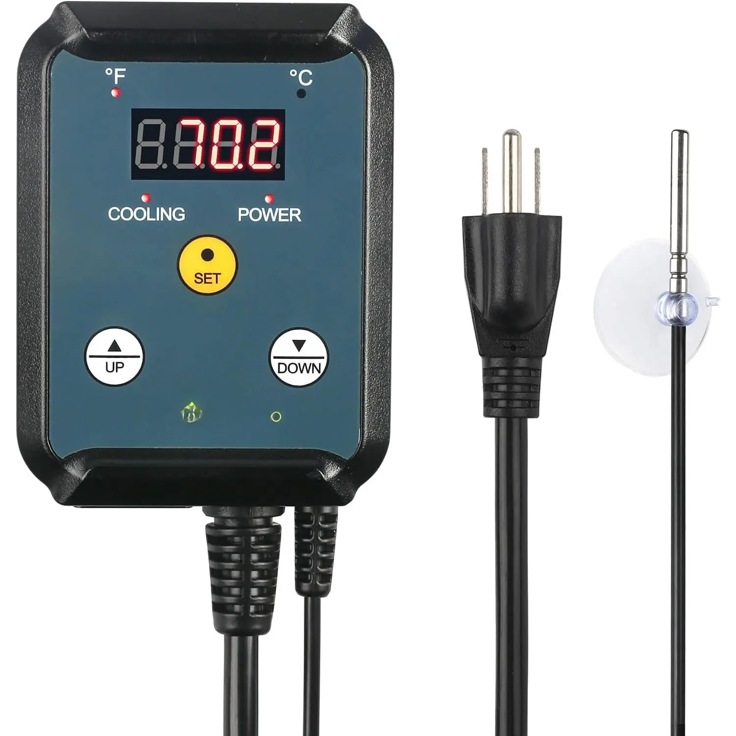 Digital Cooling Thermostat Temperature Controller Plug Outlet | Thermal  For Attic Fan, Exhaust Ventilation Fan, Cooling Devices, Greenhouse, Garage, Brewing,40-108°F 8.3A 1000W, ETL