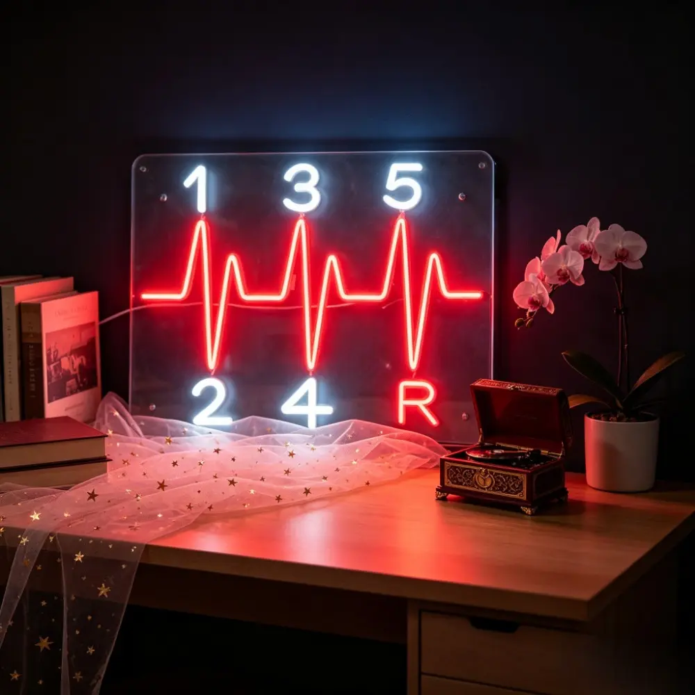 ECG-Shape Plastic LED Neon Lights, USB-Powered with Adjustable Brightness, Indoor Decor for Car Fans, Ideal for Garage & Bedroom Atmosphere Enhancement & Gifting gift decorative lamp home party decor