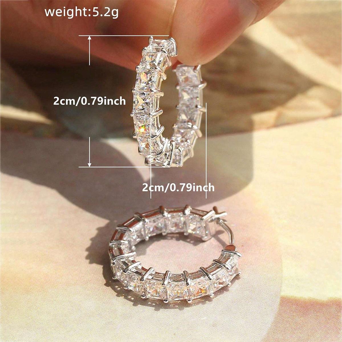 European and American style square zirconia full-diamond earrings, fashionable and unique ear hooks, ins design, commuter women's earrings, factory wholesale