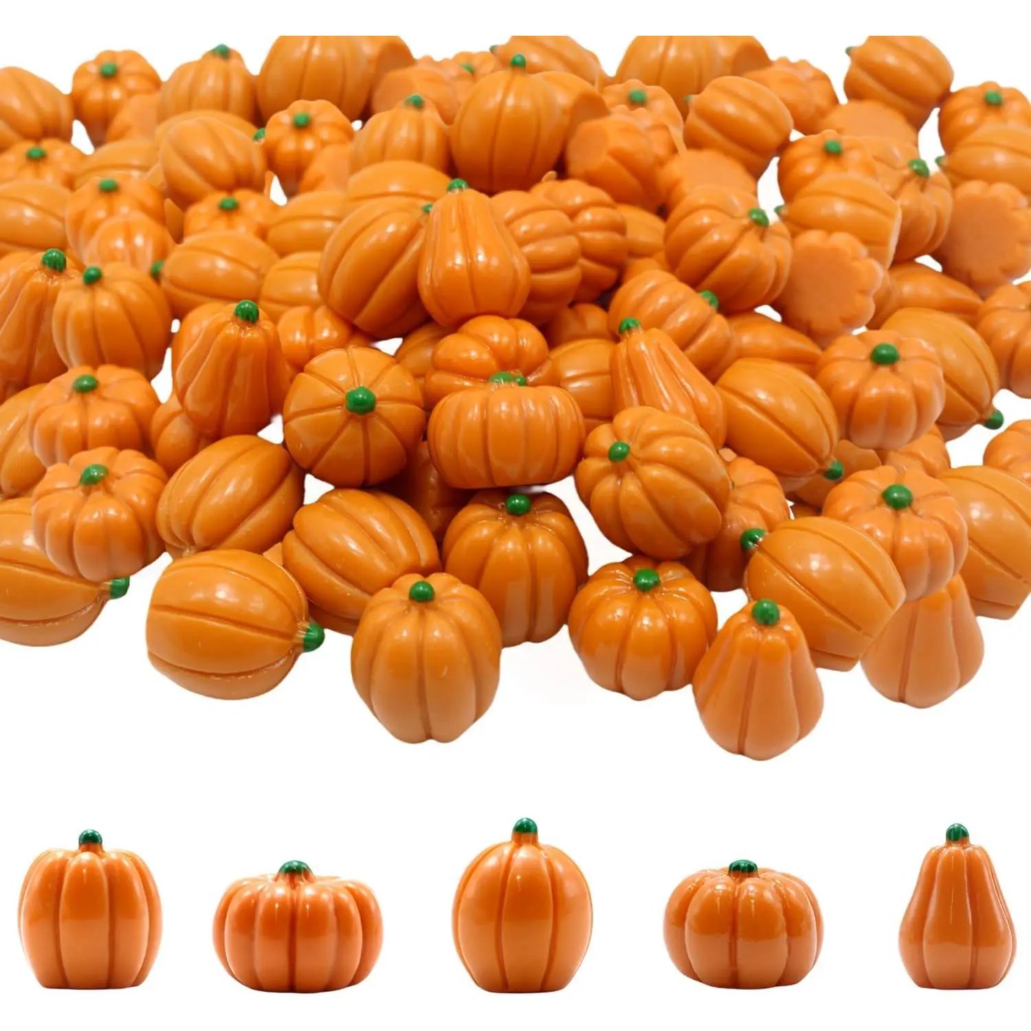 DoubleWood Mini Pumpkins for Crafts, 60Pcs Decorative Miniature Pumpkin, Little Fake Pumpkin, Resin Pumpkins for Fall Decor, Halloween, Thanksgiving, Vase Filler (60, Orange)