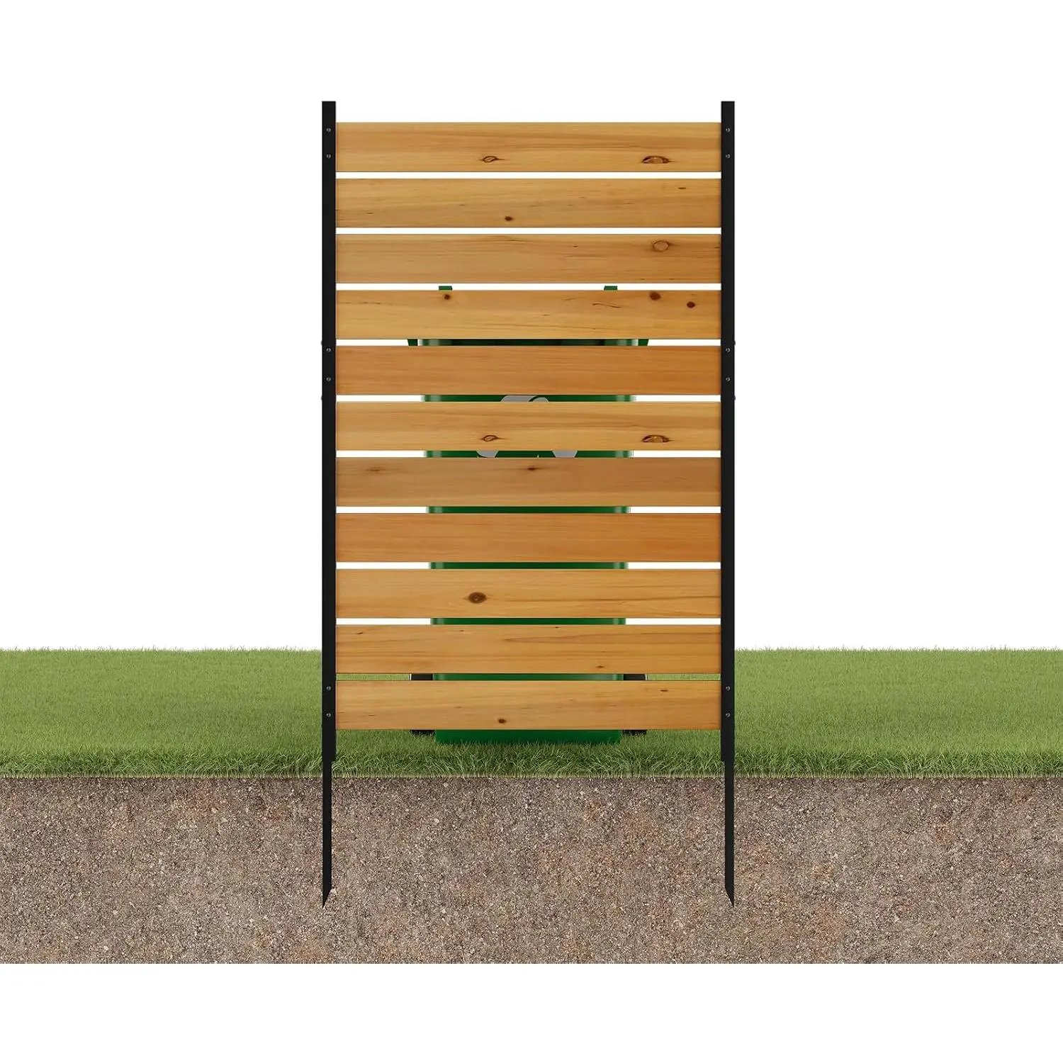 Fence Screen Outdoor  Panels AC Trash Can Hider No Dig | 38"Wx61"H Fence Pool Equipment Enclosure Decorative Patio  Wall Screen with Metal Posts & Stakes (Orange)
