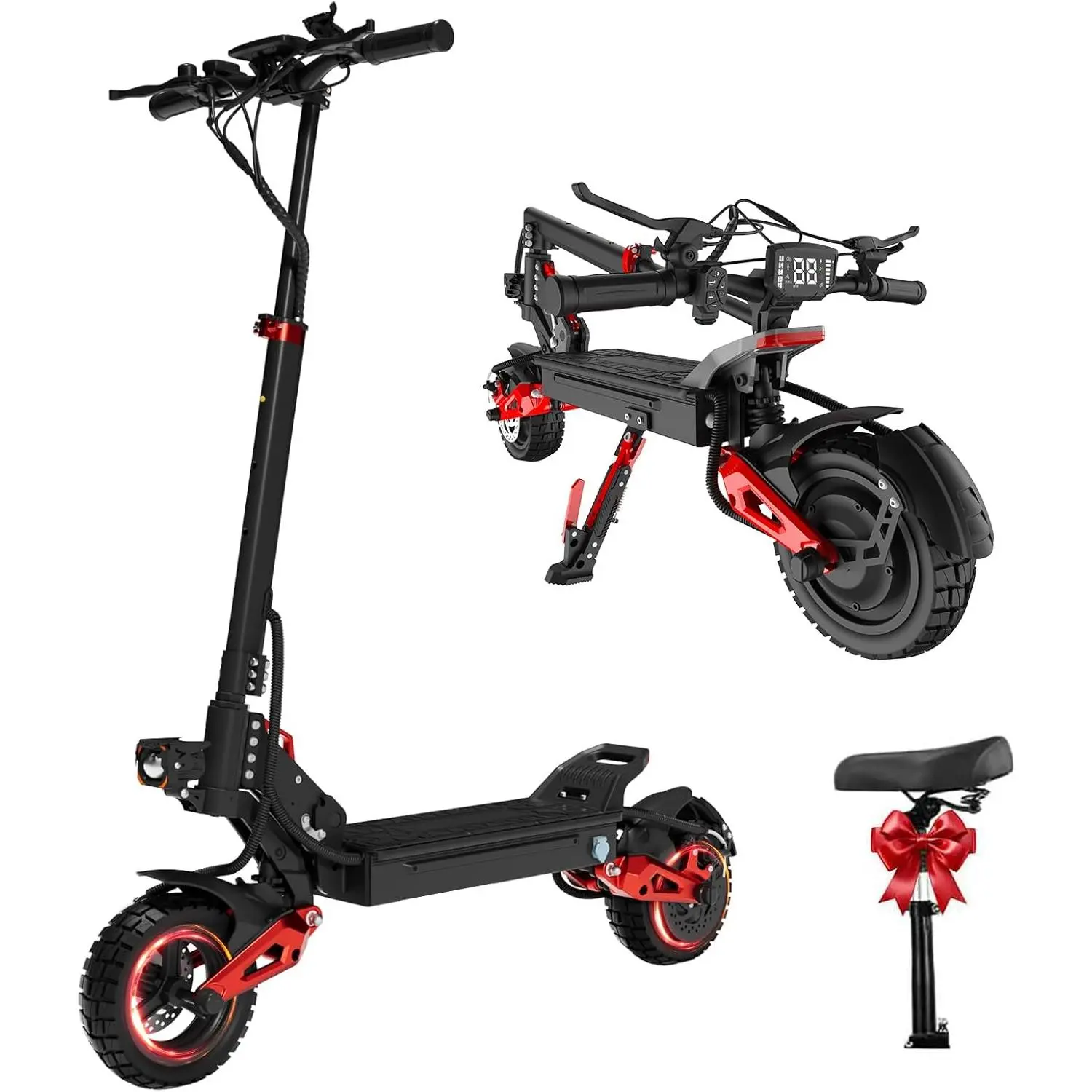 Foldable Off-Road Electric Kick Scooter - Folding Commuter, Portable Folding Design, 900W-1600W Motor, 30-34 MPH Top Speed, 28-37 Mi Range, 11" Tires for Commuting & Outdoor Sports, Folding Commuter Scooter, Portable Folding Scooter