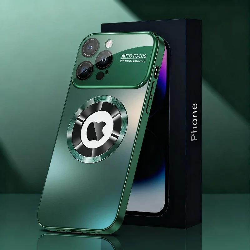 Luxury Matte Magsafe Case For iPhone 17Pro 16 15 14 13 12 ProMax Glass Lens Camera Wireless Charging Protection Cover Protective Smartphone Casing