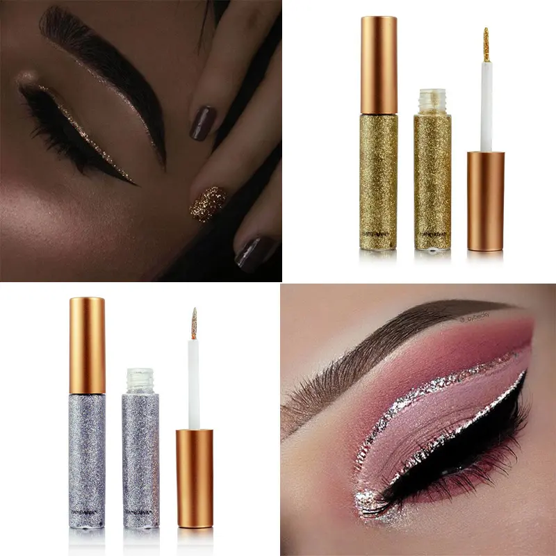 High Sparkle Liquid Glitter Eyeshadow, Metallic Shimmer Eye Topper, Multi-use Bright Eye Glitter for Party Club Stage Performance Makeup