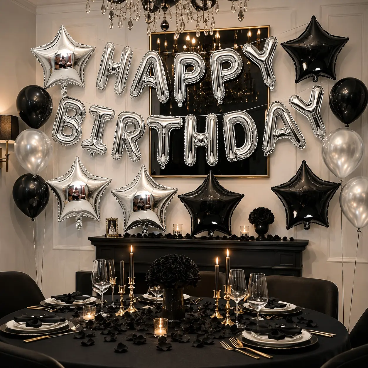 1034pcs, Including 13pcs 16-Inch Letter Balloons, 20pcs 18-Inch Star-Shaped Balloons, 1000 Petals, And 1 Roll of Ribbon, Suitable for Weddings, Birthdays, Anniversaries, Holiday Decorations, Celebration Decorations
