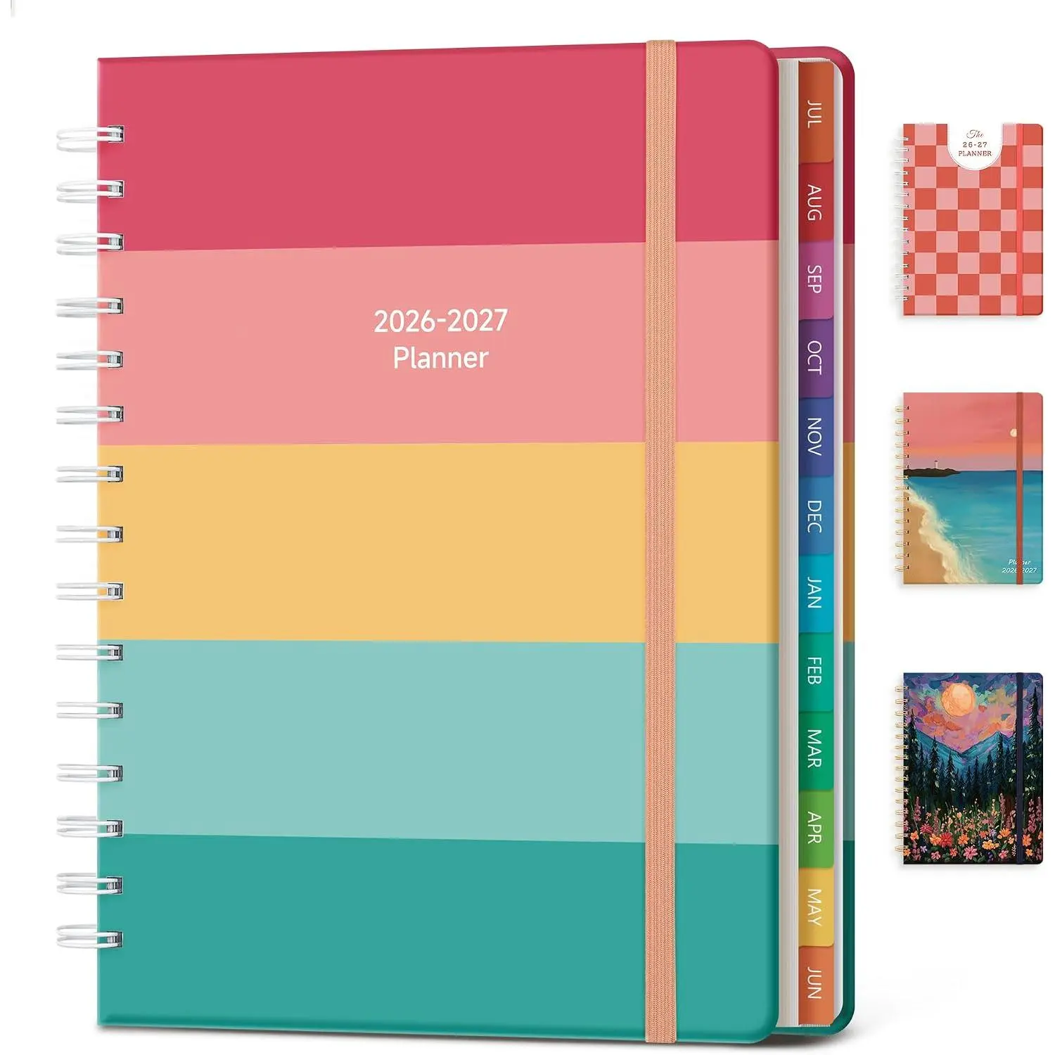 Planner 2026-2027 Monthly and Weekly Academic Planner July 2026 - June 2027, Hardcover Calendar 2026-2027 Agenda Daily Planner for Student Teacher School Office Supplies, 6" x 8.3", Happy Stripe