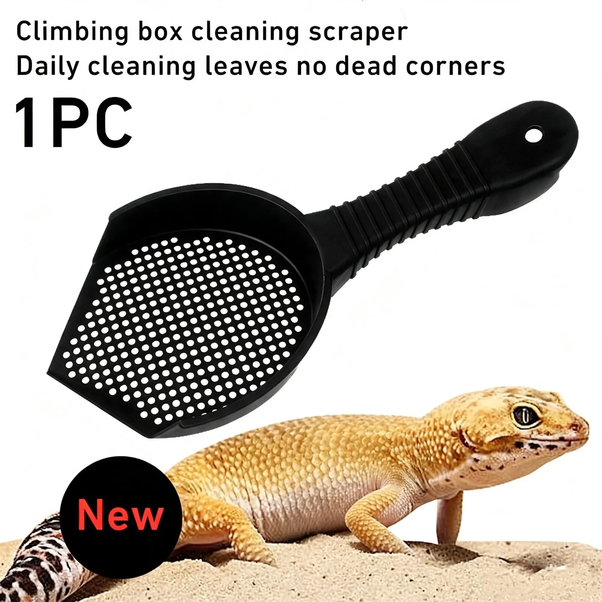 Reptile Bedding Cleaner Scoop, Gecko & Bearded Dragon Tank Corner Sand Sifter, Reptile Sand Waste Removal Tool, Single Piece